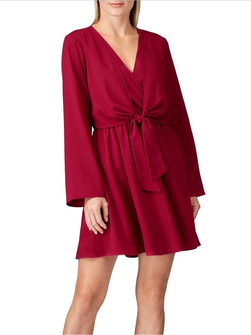 NWOT Great Jones Long-Sleeve Tie Front Dress in Deep Berry, Medium